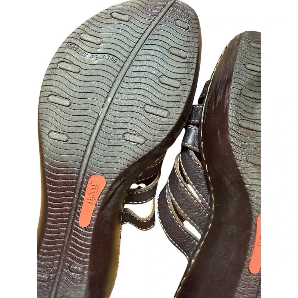 Born Brown Leather‎ Woven Strap Open Toe Slide Sandals - Women's 8 All Day Wear